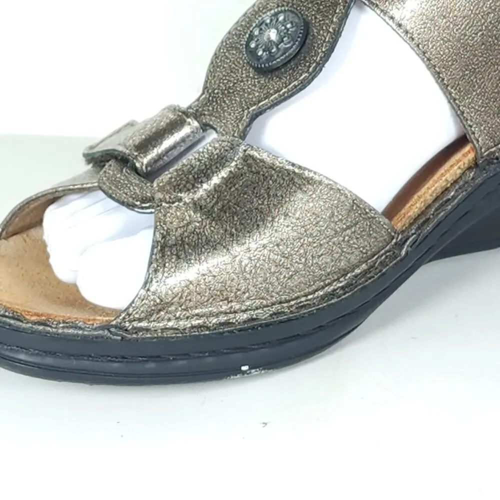 Finn Comfort Women's Adana US7,5D UK4,5 Metallic Leather Slingback Sandals